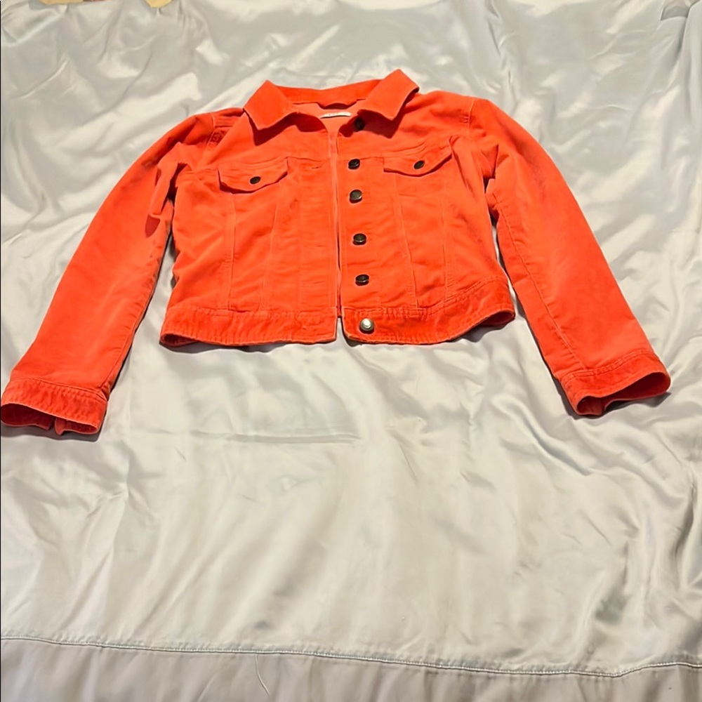 GAP Woman’s Size XS Vibrant Orange Jean Jacket Corduroy